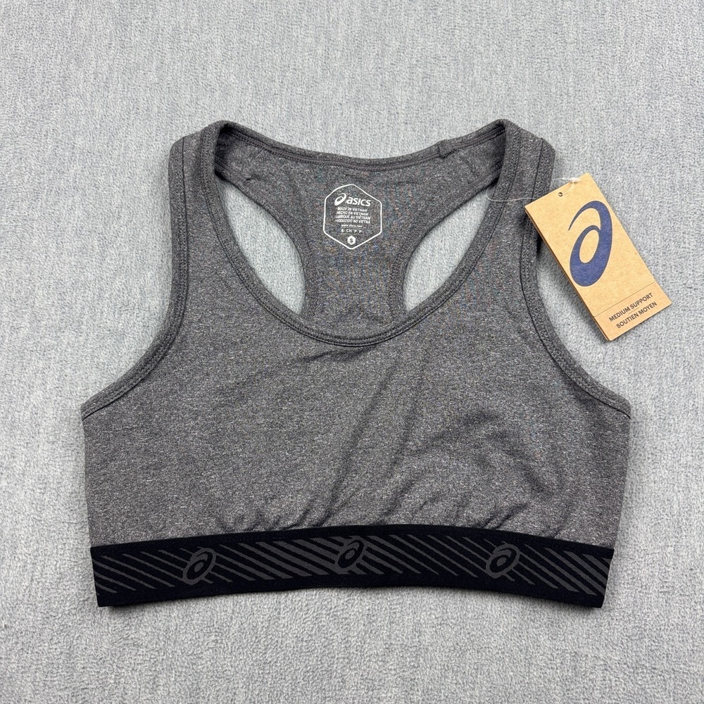 Asics Sports Bra Womens Small Gray Circuit II Unpadded Athletic Yoga Workout NWT